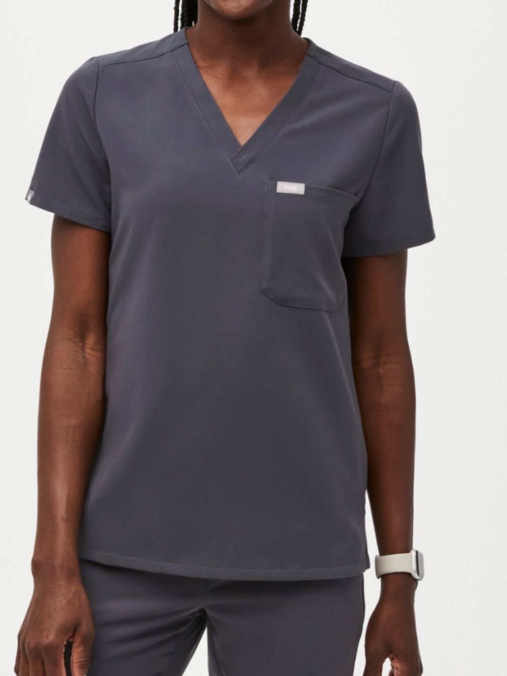 Figs Catarina V-Neck Scrub Top - Charcoal